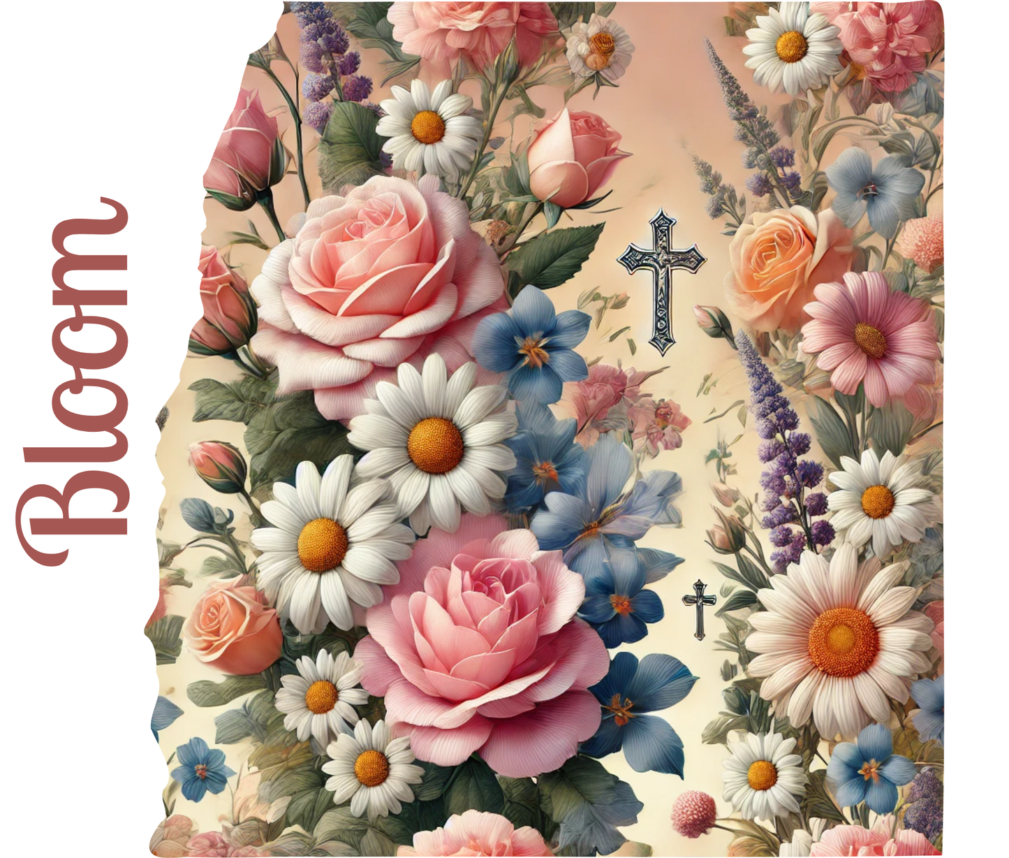 Bloom 20oz Skinny Tumbler – Christian Floral Drinkware | Faith-Based Cross & Flowers Design