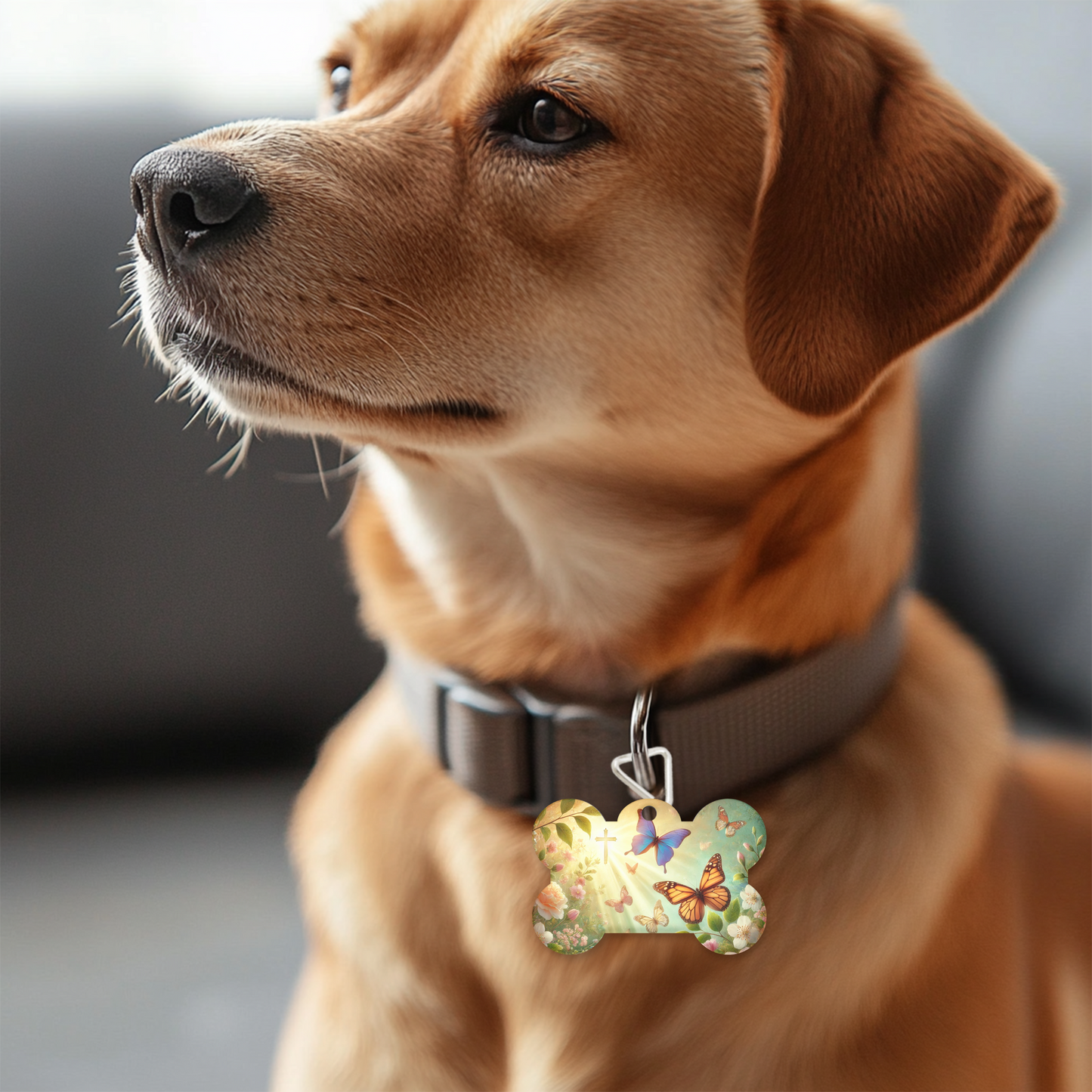 Butterfly Blessings Dog Tag – Christian Pet ID Tag | Faith-Inspired Sublimated Pet Tag