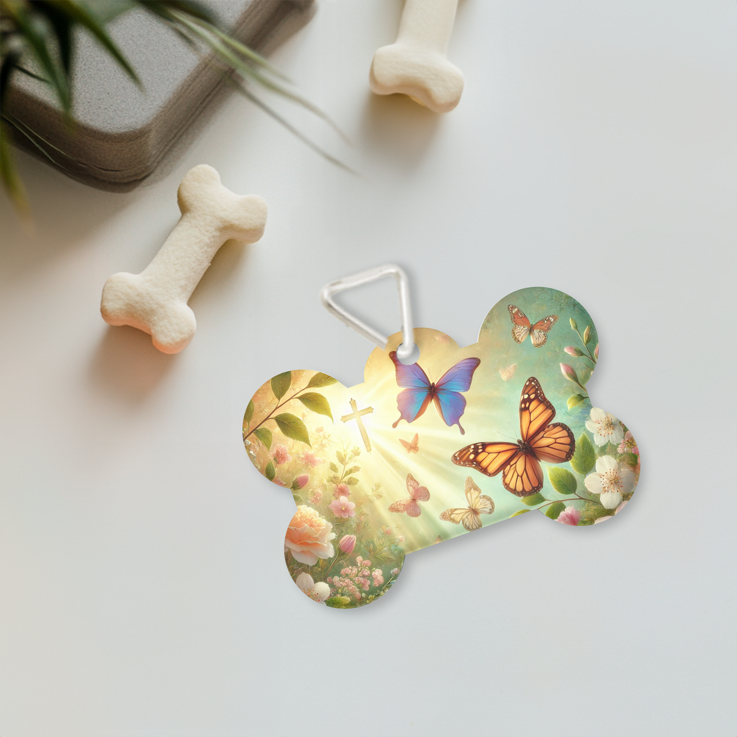 Butterfly Blessings Dog Tag – Christian Pet ID Tag | Faith-Inspired Sublimated Pet Tag
