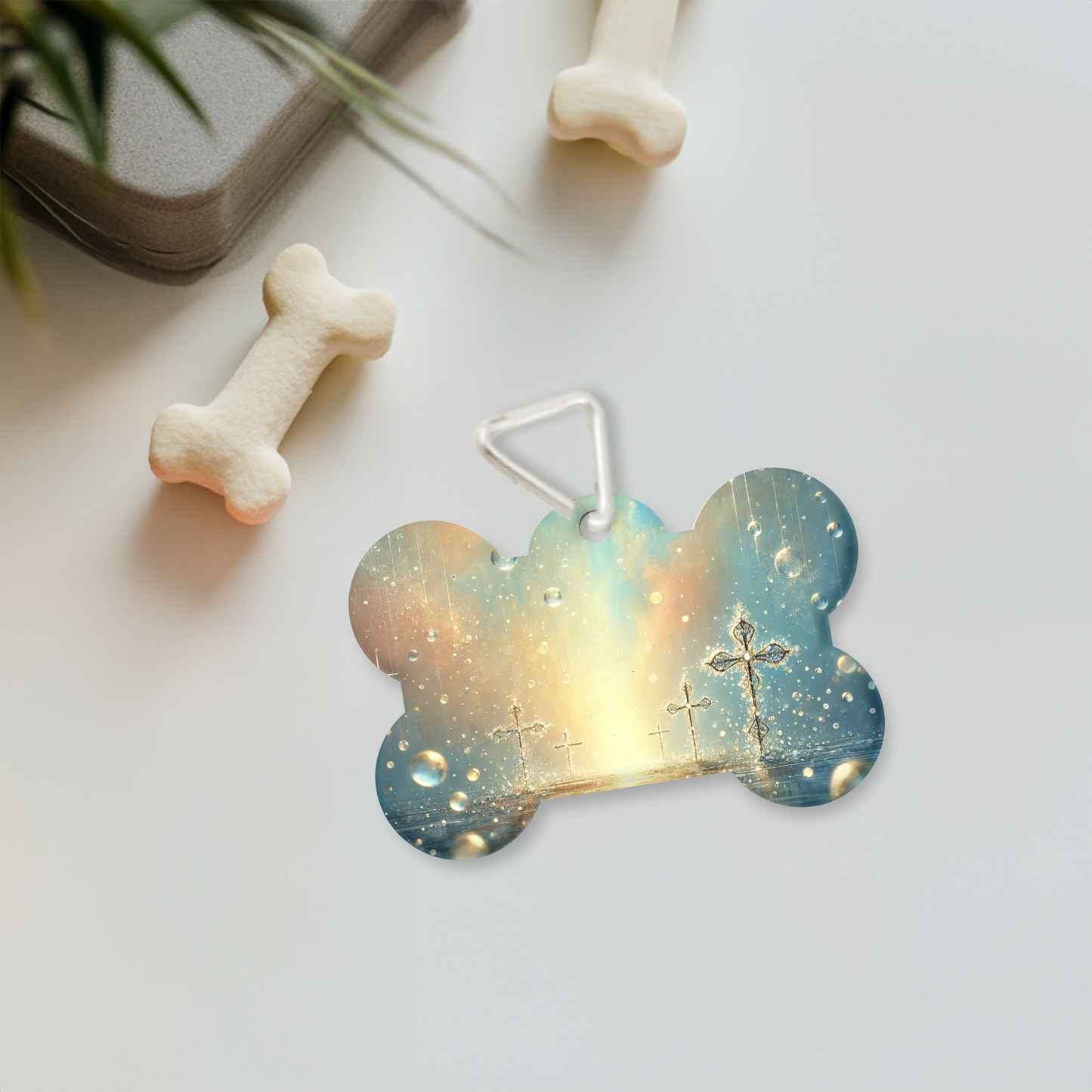 Faithful Raindrops Dog Tag – Christian Pet ID Tag | Faith-Inspired Sublimated Pet Tag