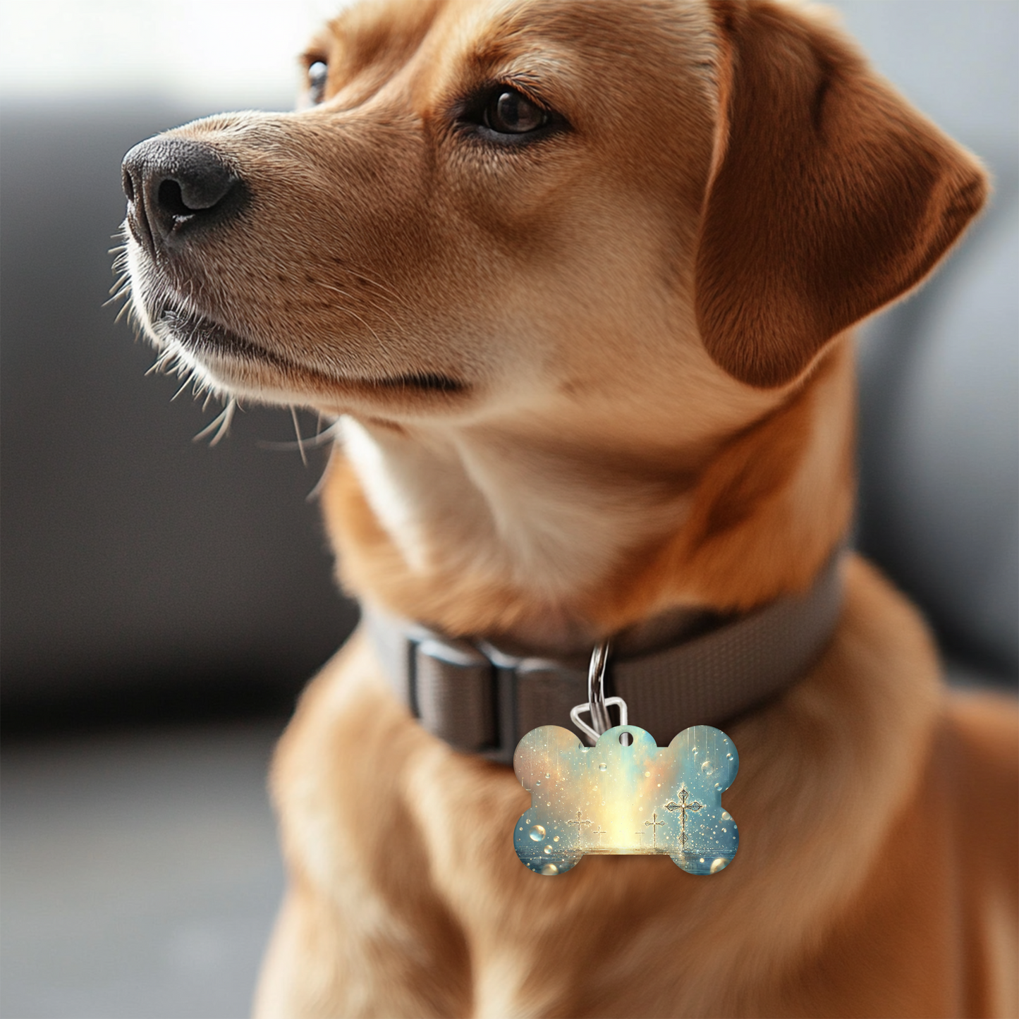 Faithful Raindrops Dog Tag – Christian Pet ID Tag | Faith-Inspired Sublimated Pet Tag