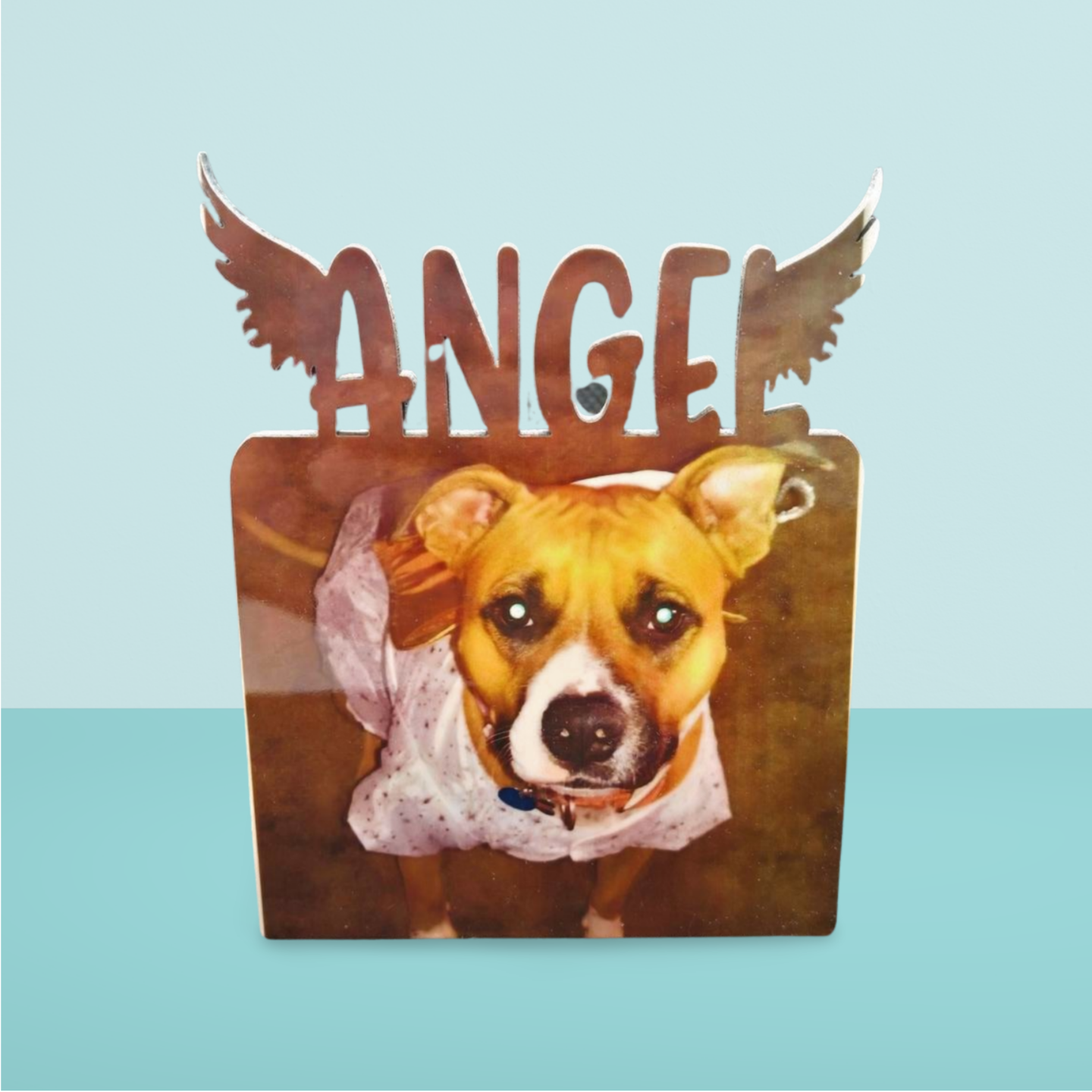 "Angel" Custom Pet Memorial Sublimated MDF Plaque – A Heartfelt Tribute with Stand