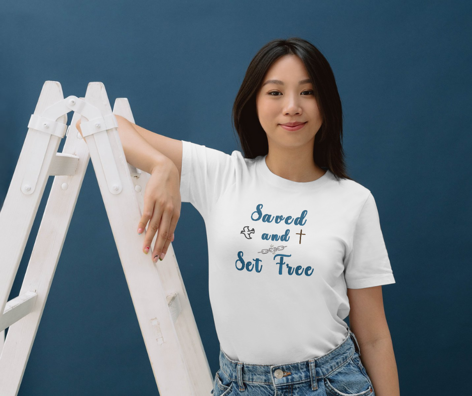Saved and Set Free T-Shirt – Christian Embroidered Shirt | Faith-Based Freedom Tee for Men & Women