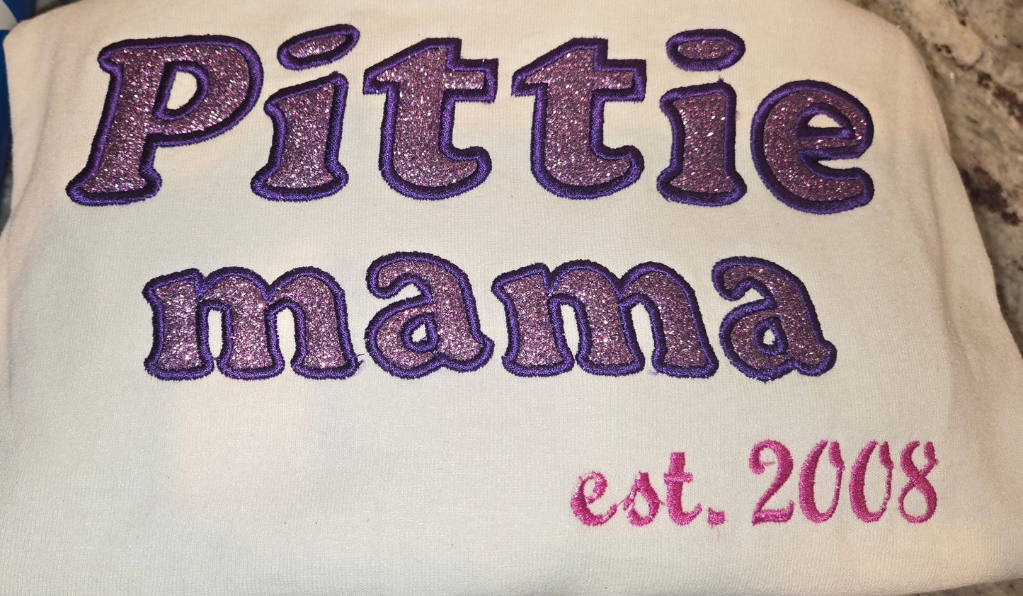 "Pittie Mama" Custom Embroidered T-Shirt – Personalized for Proud Pit Bull Moms!