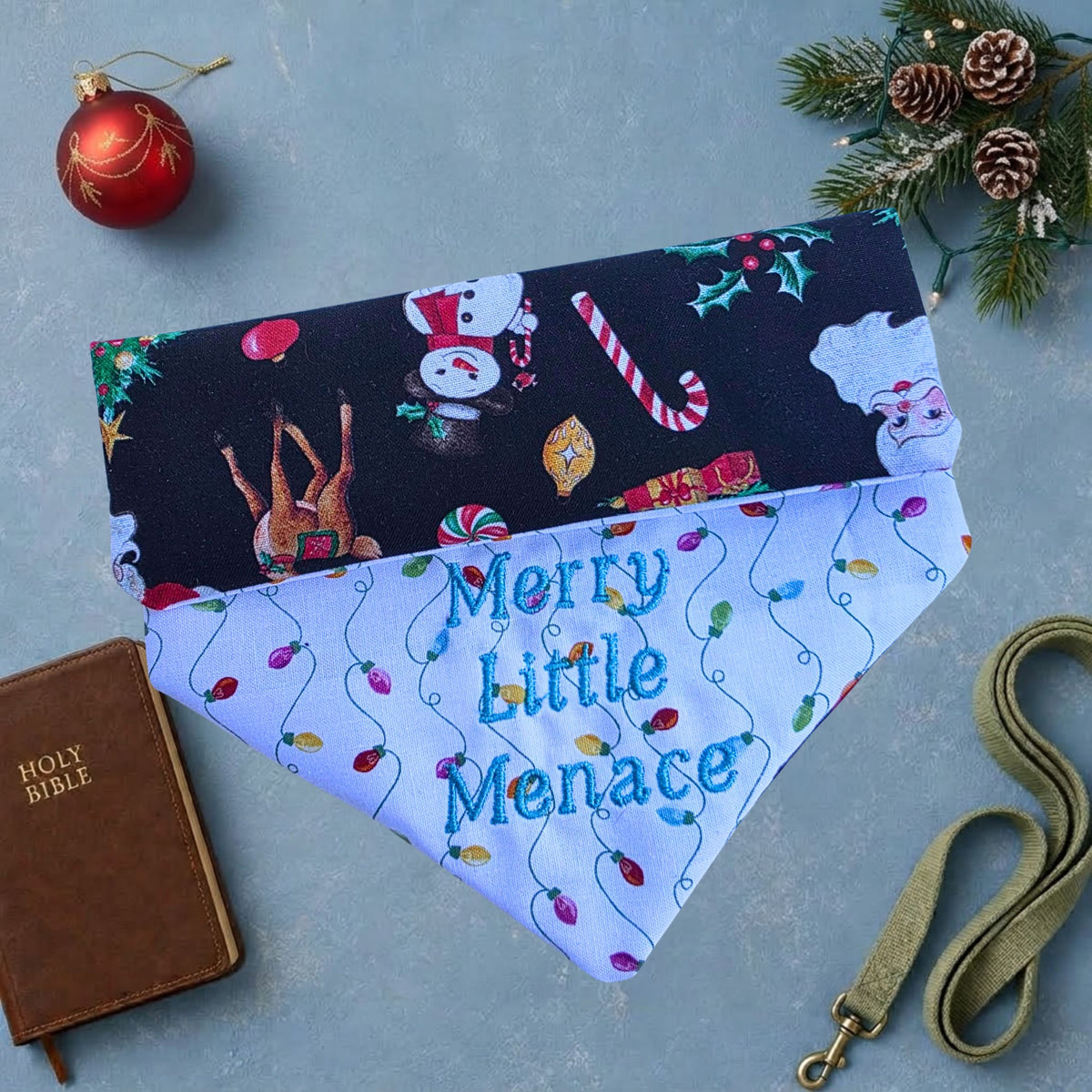 Merry Little Menace Reversible Dog Bandana