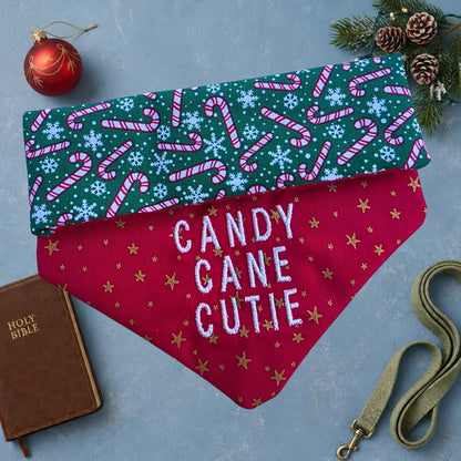 Candy Cane Cutie Reversible Dog Bandana