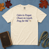 Calm in Prayer Chaos on Leash tee - Ivory flatlay
