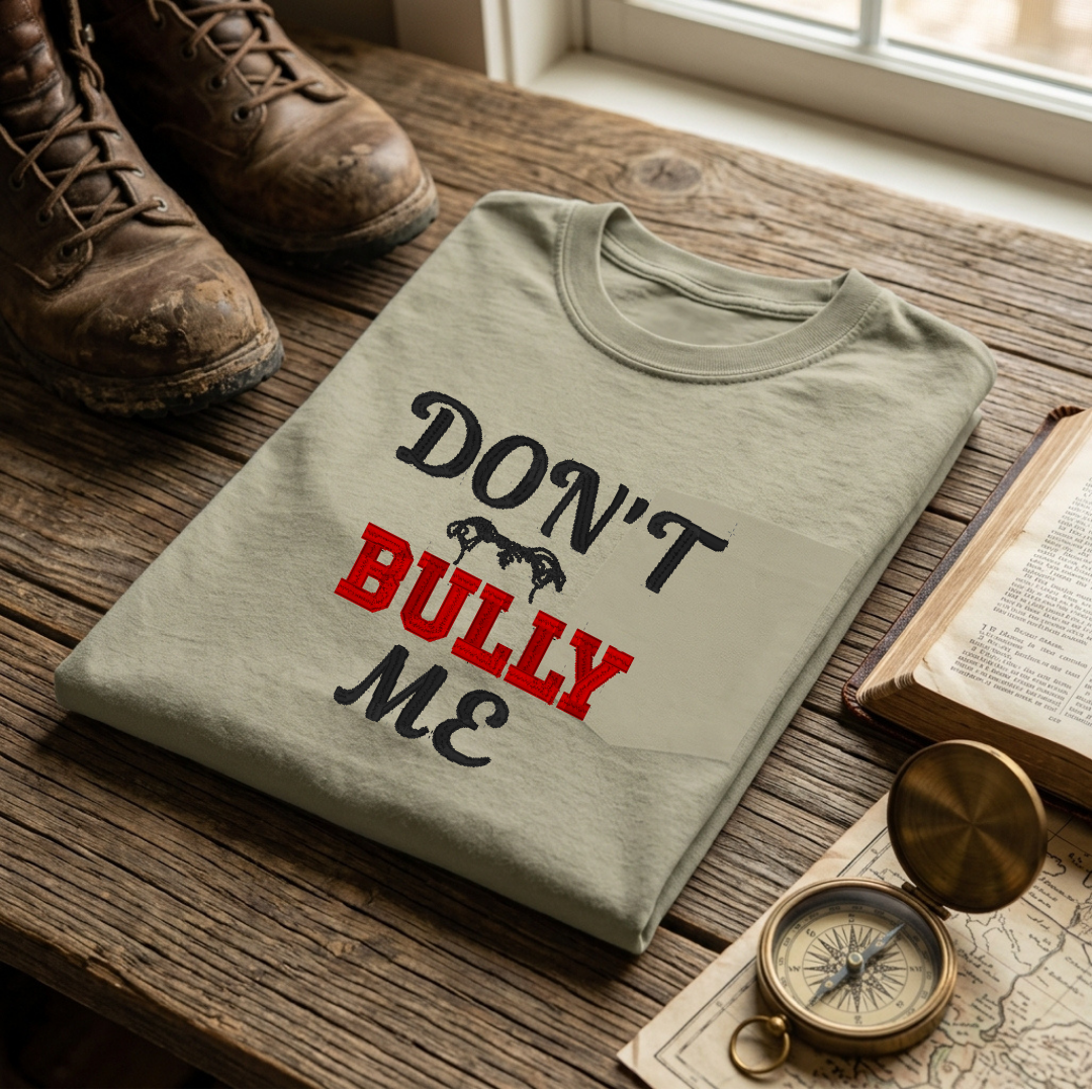 Don't Bully Me with Pitbull Ears folded embroidered tee in Sandstone – Abiding Paws