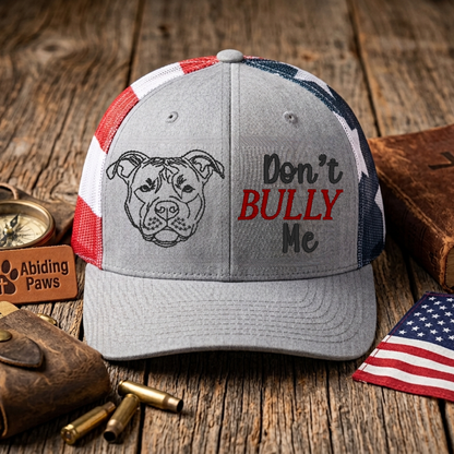 Snapback Hat – Embroidered Pitbull Head "Don't Bully Me"