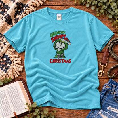 Grinchy Snoopy Christmas Embroidered Tee