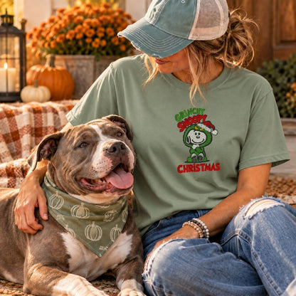 Grinchy Snoopy Christmas Embroidered Tee