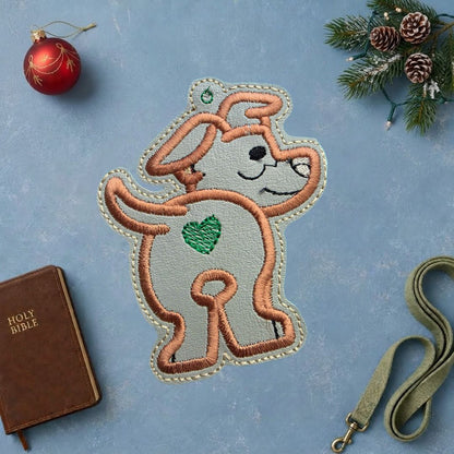 Heart Pitbull Embroidered Ornament