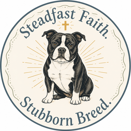 Steadfast Faith Stubborn Breed 3 inch circle sticker