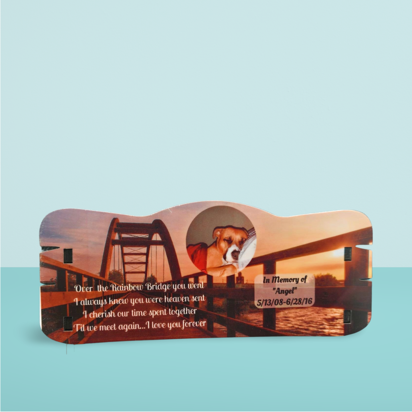 Custom Pet Memorial Bench – Personalized MDF Tribute with Sublimated Photo & Dates