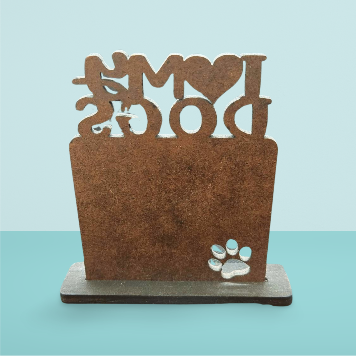 "I Love My Dogs" Personalized MDF Photo Plaque – Custom Sublimated Pet Keepsake with Stand