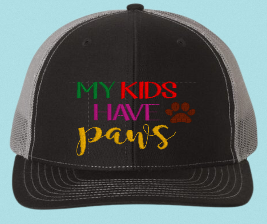 My Kids Have Paws" Unisex Snapback Trucker Hat – Fun & Stylish for Pet Lovers!