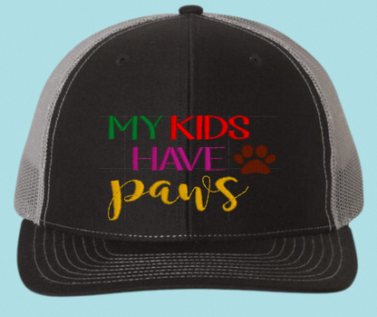 My Kids Have Paws Hat Black