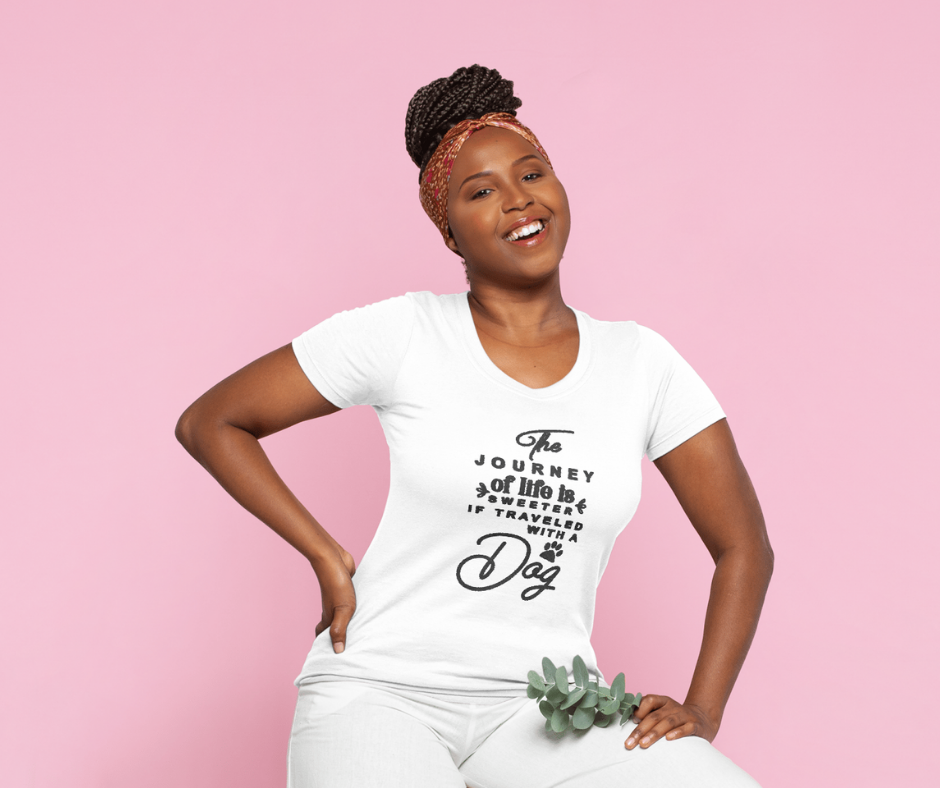 Sweeter with a Dog T-Shirt – Christian Dog Lover Shirt | Faith & Adventure-Inspired Embroidered Tee