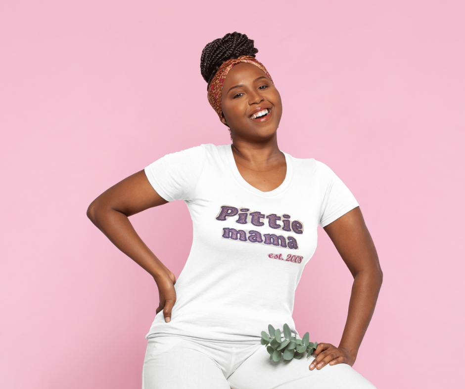 "Pittie Mama" Custom Embroidered T-Shirt – Personalized for Proud Pit Bull Moms!