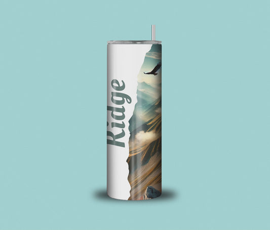 Ridge 20oz Skinny Tumbler – Christian Adventure Drinkware | Mountain & Eagle Faith-Inspired Design