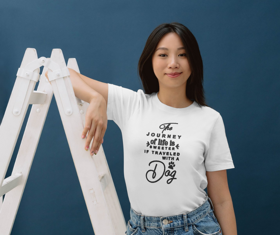 Sweeter with a Dog T-Shirt – Christian Dog Lover Shirt | Faith & Adventure-Inspired Embroidered Tee